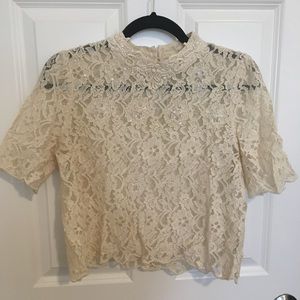 Topshop Beaded Lace Crop Top Size 6